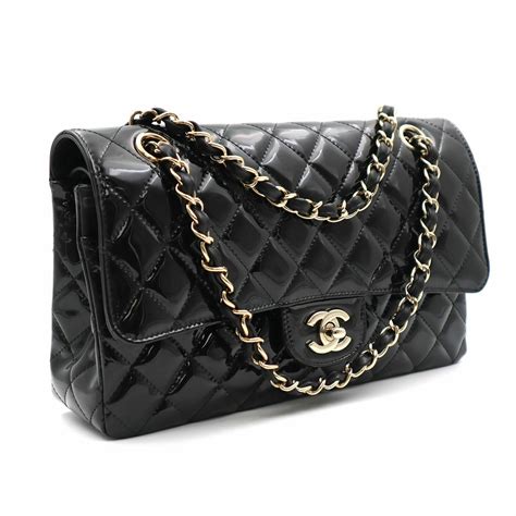 chanel black patent leather purse|chanel patent leather backpack.